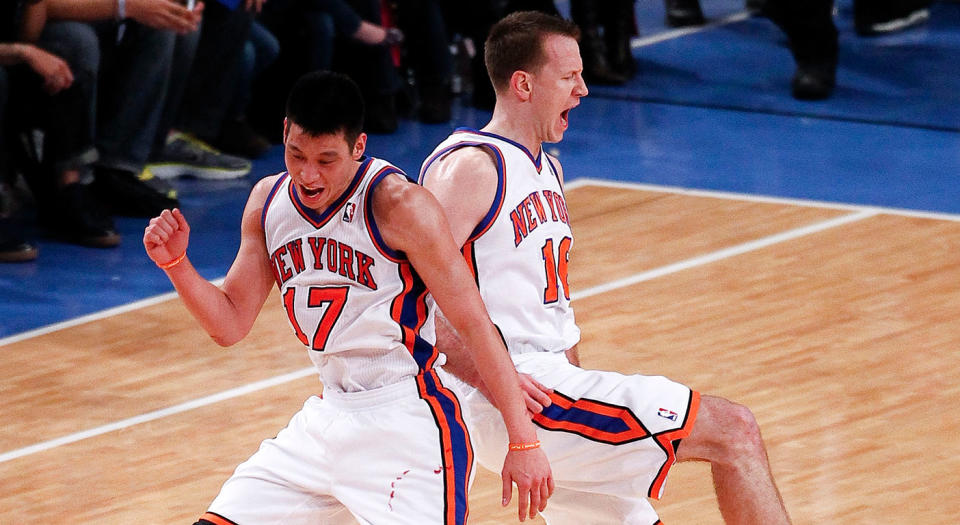 Steve Novak and Jeremy Lin would reunite in New York shortly after their time together in Reno. (Photo by Jeff Zelevansky/Getty Images)