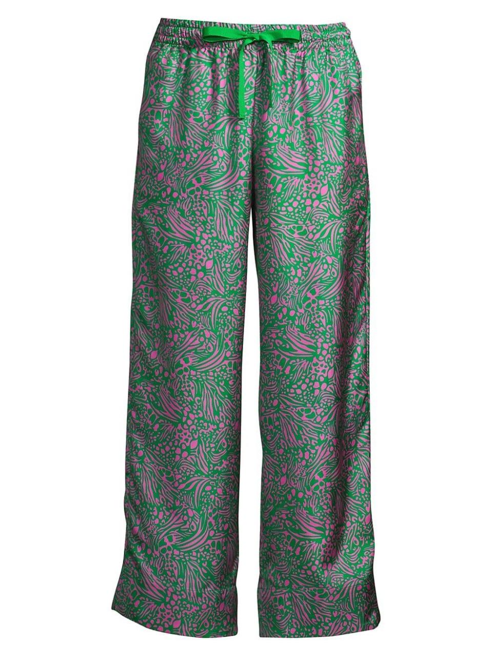 8) Printed Silk Pajama Pants