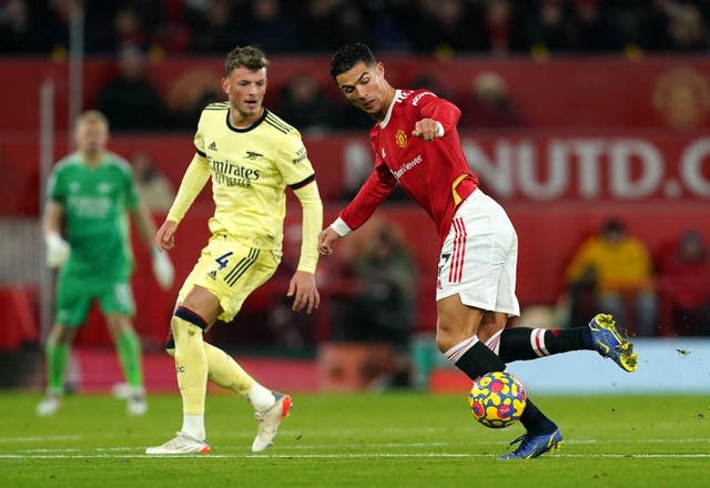 Cristiano Ronaldo in action against Arsenakl