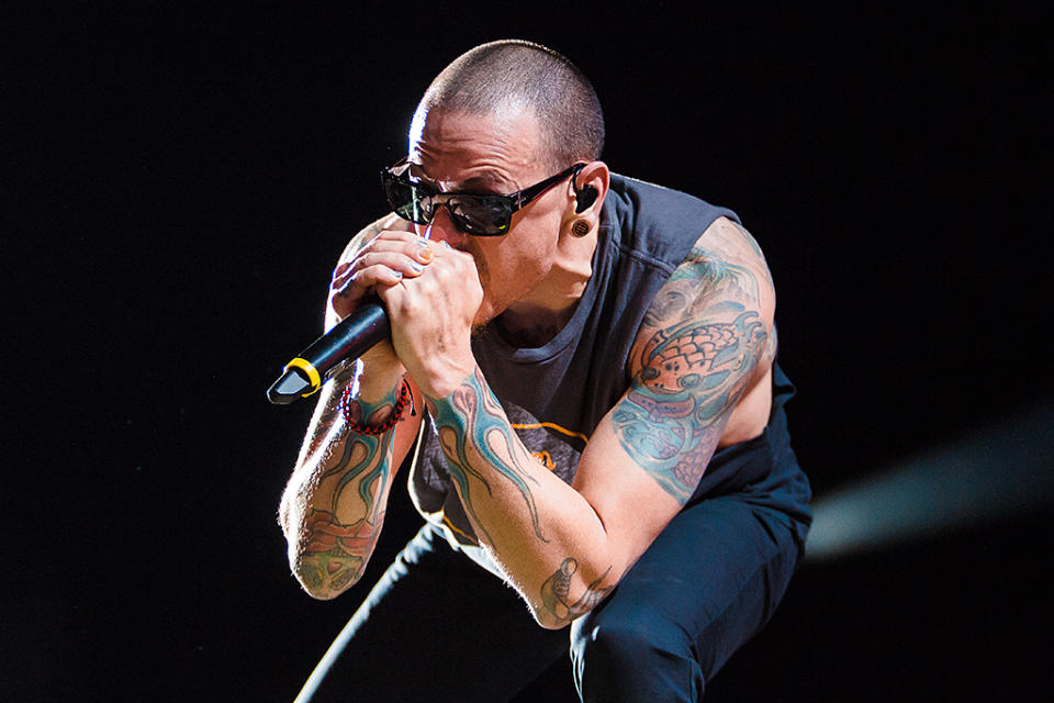 <p>Chester Bennington singer member of the band Linkin Park performs live on stage at Autodromo de Interlagos on May 13, 2017 in Sao Paulo, Brazil.(Photo: Mauricio Santana/Getty Images) </p>