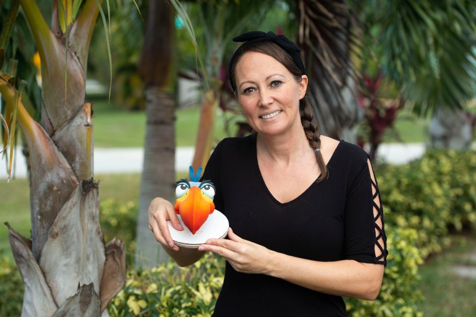 Baker Michelle Leckenbusch, of Port St. Lucie, practiced for her appearance on the Disney+ show "Foodtastic" by crafting a crispy treat-based fondant and chocolate head of "The Lion King" character Zazu. The episode featuring Leckenbusch and her team of two other contestants will air Dec. 15 on Disney+. 