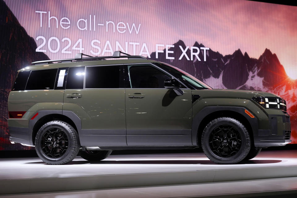 The Hyundai 2024 Santa Fe XRT is shown at the AutoMobility LA Auto Show, Thursday, Nov. 16, 2023, in Los Angeles. (AP Photo/Damian Dovarganes)