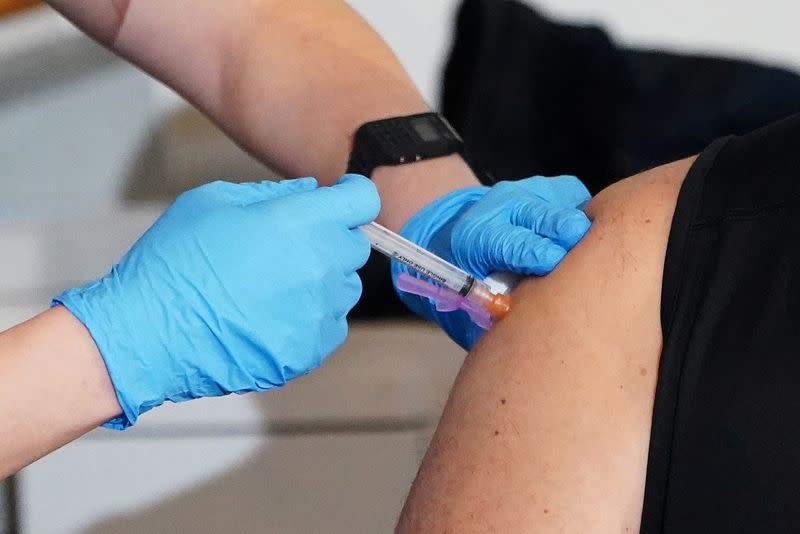 Workers of the FDNY EMS receive COVID-19 Moderna vaccine in New York