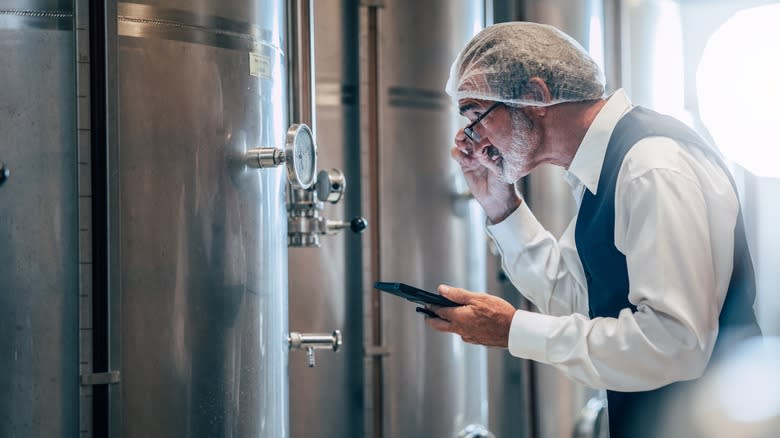 winemaker checking fermentation