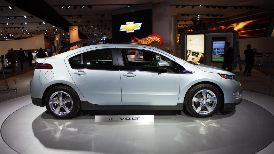 DETROIT - JANUARY 10: The 2011 Chevy Volt on display at the 2011 North American International Auto Show Press Preview on January 10, 2011 in Detroit, Michigan.