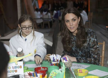 Britain's Catherine, Duchess of Cambridge attends a children's tea party with pupils from Oakington Manor Primary School in Wembley, at the Natural History Museum in London, Britain November 22, 2016. REUTERS/Yui Mok/Pool