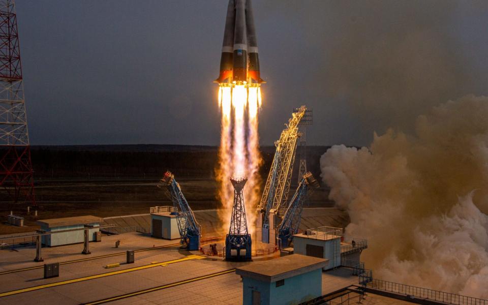 A Russian Soyuz rocket taking off with OneWeb satellites on Monday - Shuttershock