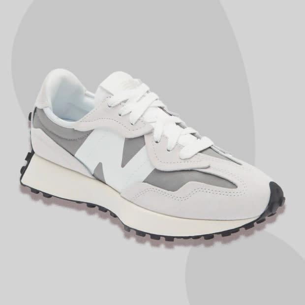 <p>Courtesy of Nordstrom</p><p>The New Balance 327 is the best white sneaker for guys who hate how much they love dad shoes. In what’s surely the greatest compromise in the history of footwear, the 327 offers a way to take the acceptable elements of the <a href="https://www.amazon.com/New-Balance-990v5-Sneaker-Castlerock/dp/B0797GG576?&linkCode=ll1&tag=mj-bestwhitesneakers-amastracci-080723-update-20&linkId=cc5844e38d5c742f3330e6e8b7512599&language=en_US&ref_=as_li_ss_tl" rel="nofollow noopener" target="_blank" data-ylk="slk:990 dad shoe;elm:context_link;itc:0" class="link ">990 dad shoe</a> and mash it up with all the best parts of retro running. The result is something that’s finally different from most of today’s sneakers. </p><p>The 327 is a modern casual sneaker inspired by track and field of the ‘70s. In a colorway borrowed from the 990, this sneaker features an old-school cutaway sole with an octopus-like tread that’s a definite head-turner. Wear these if you like to stand out.</p><p>[$100; <a href="https://click.linksynergy.com/deeplink?id=b8woVWHCa*0&mid=1237&u1=mj-bestwhitesneakers-amastracci-080723-update&murl=https%3A%2F%2Fwww.nordstrom.com%2Fs%2Fnew-balance-327-sneaker-men%2F7488522%3F" rel="nofollow noopener" target="_blank" data-ylk="slk:nordstrom.com;elm:context_link;itc:0" class="link ">nordstrom.com</a>]</p>