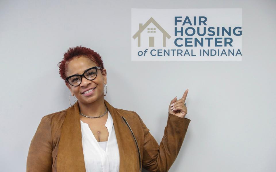 Carlette Duffy is photographed at the Fair Housing Center of Central Indiana - Michelle Pemberton / The Indianapolis Star via AP