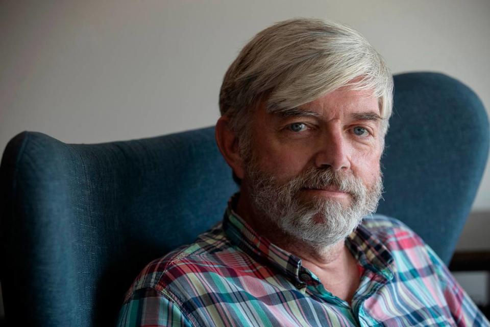 Former WRAL meteorologist Greg Fishel poses for a portrait in home on Tuesday, July 15, 2020 in Raleigh, N.C.