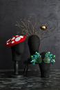 <p>Use these ideas for costume accessories as a jumping-off point to start a nature-themed family Halloween costume.</p><p><strong>For the Mushroom Cap:</strong></p><ol><li>Cut out a variety of circles from white felt.</li><li>Lay the circles on top of a beret to decide on their placement.</li><li>Hot-glue the circles onto the beret.</li></ol><p><strong>For the Bird's Nest:</strong></p><ol><li>Gather dead tree branches and cut pieces to desired lengths with pruning shears.</li><li>Once you have set branch lengths and placement, apply hot glue to base of each branch and glue to a 1"-wide brown or other dark headband. Hold branches in place until glue dries.</li><li>Once branches are glued onto headband, paint over hot glue and headband with brown acrylic craft paint. Add a faux mini bird’s nest.</li></ol><p><strong>For the Bug Eyes:</strong></p><ol><li>Squeeze green acrylic craft paint onto a paper plate. </li><li>Using a small foam roller, spread paint evenly over the plate.</li><li>Cut a piece of bubble wrap a little larger than the size of lenses of old or store-bought sunglasses. </li><li>Lightly press bubble wrap, bubble side down, into paint, coating bubbles evenly.</li><li>Gently stamp bubble wrap onto the sunglass lenses. (Practice on a piece of paper first.)</li><li>Once lenses dry, decorate the frames. Hot-glue pipe cleaners, googly eyes, pom-poms, rhinestones or other decorative items to the frames.</li></ol>