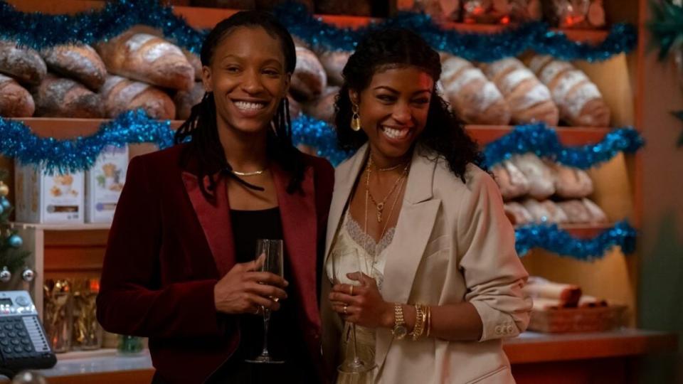 Jojo T. Gibbs and Javicia Leslie in "Something From Tiffany's" (2022)