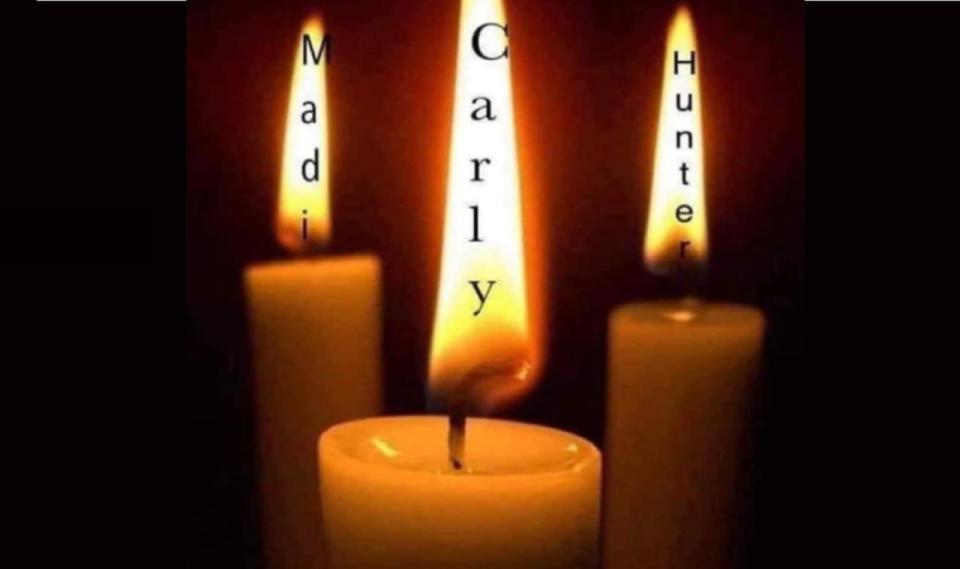 A Facebook image mourning he deaths of Carly Walsh of Harrow and her children, Madison and Hunter.