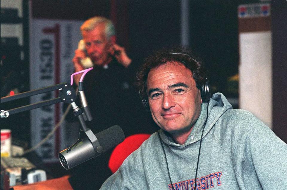 Bob Dunning sits in a KFBK radio booth in 1994, when the longtime Davis Enterprise columnist had a weekday talk radio show from 9 p.m. to midnight.
