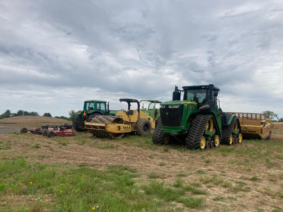 Earth moving equipment on the former fields of Stone Meadows, a farm that was home to entertainer Ezra Stone, his wife and children.