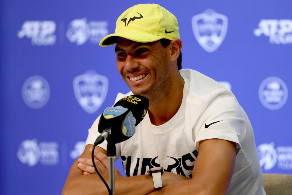 Seen here, Rafael Nadal speaking to the the media ahead of the 2022 Cincinnati Masters. 