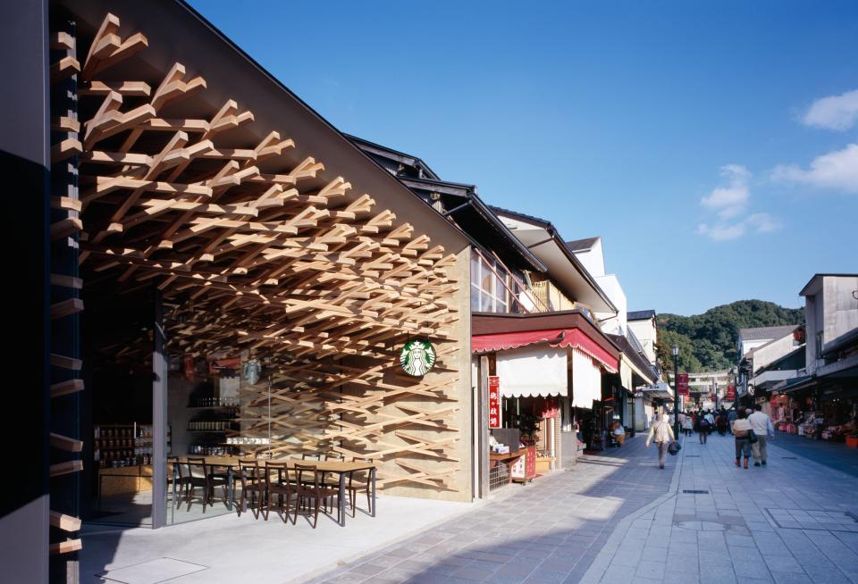 Kengo Kuma designs the world's most peaceful StarbucksIf all Starbucks cafes looked like this, it would almost certainly put an end to take-out drinks! After all, who would want to leave a building this tranquil?Architects at Tokyo-based and world-renowned Kengo Kuma & Associates firm have designed a Starbucks store in Japan that draws on its peaceful surroundings. Located in the Fukuoka Perfecture, it can be found on a street leading directly to the Dazaifu Tenmagu holy shrine, which is dedicated to a Japanese deity. Fukuoka, Japan - 21.03.12Mandatory Credit: Masao Nishikawa/WENN.ComSupplied by WENN.com