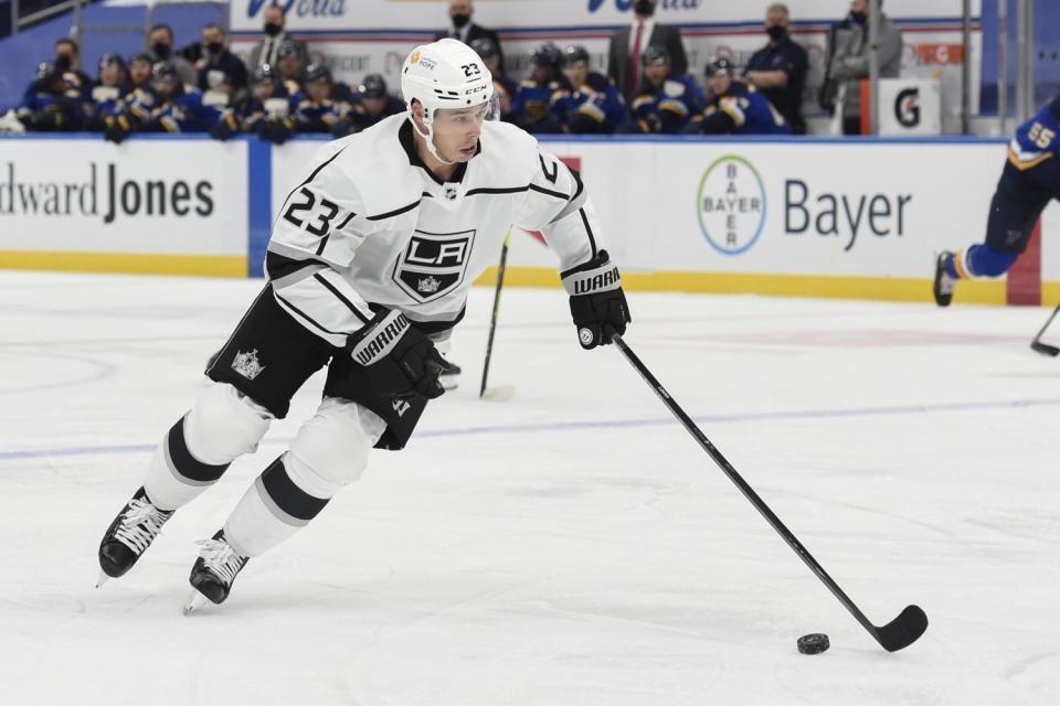 Kings forward Dustin Brown controls the puck against the St. Louis Blues on Jan. 24.