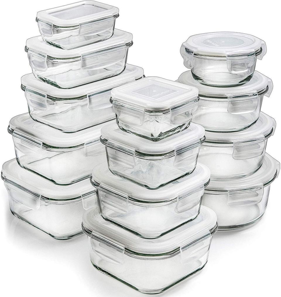 This 13-pack glass food storage container set with lids has a 4.1-star rating and over 2,000 reviews. Find it for $45 on <a href="https://amzn.to/38ro99K" target="_blank" rel="noopener noreferrer">Amazon</a>.