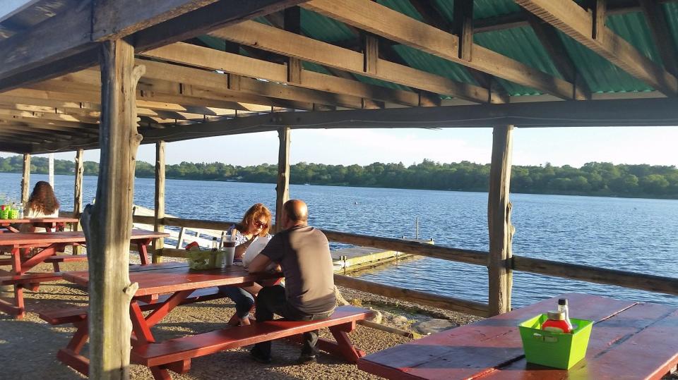 Dining with a view:  Evelyn’s Drive-In is set on picturesque Nannaquaket Pond in Tiverton.