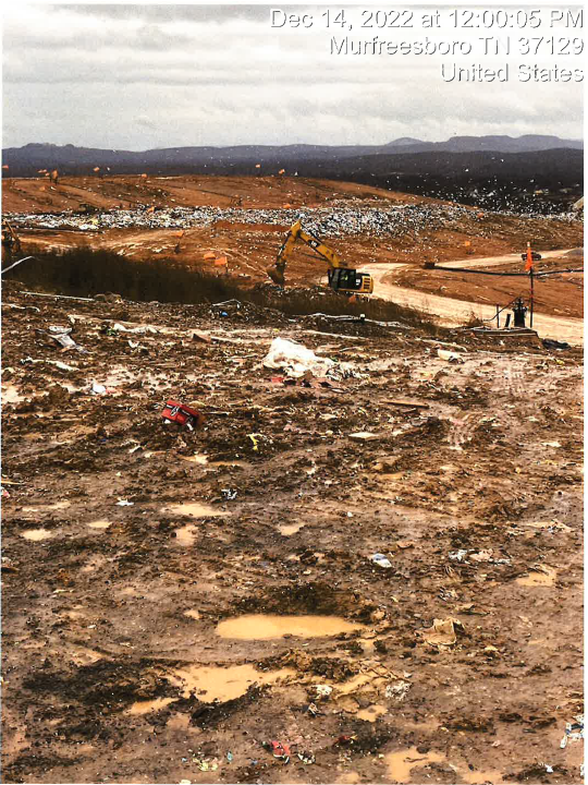 This image shows a Dec. 14, 2022, inspection photo of Middle Point Landfill by a Tennessee Department of Environment inspector Keith May.