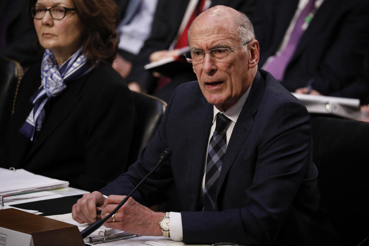 Former director of national intelligence Dan Coats testifies during a Senate Intelligence Committee hearing in Washington, D.C. on Jan. 29, 2019. (Aaron P. Bernstein/Bloomberg via Getty Images)