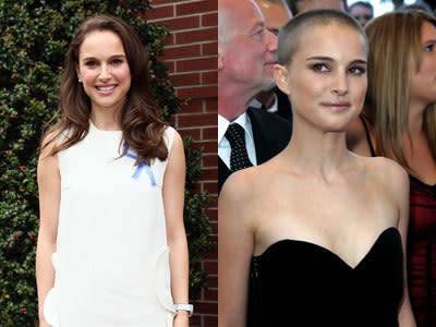 Elfin actress Natalie Portman shaved her head in 2005 for her role in 'V for Vendetta', and totally pulled it off.