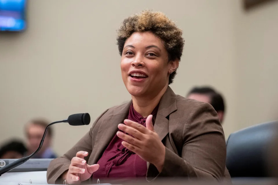 U.S. Office of Management and Budget Director Shalanda Young responds to a question during a U.S. House Budget Committee hearing on U.S. President Joe Biden&#39;s budget plan for the fiscal year 2023, in the Cannon House Office Building in Washington, U.S., March 29, 2022. Rod Lamkey/Pool via REUTERS