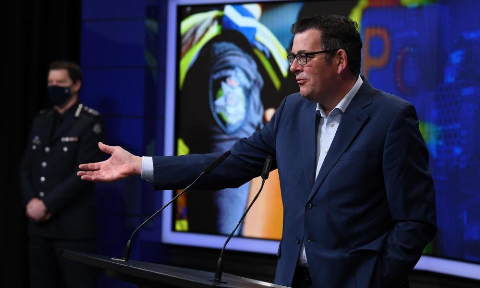 ‘They’re not there to protest, they’re there for a fight,’ the Victorian premier Daniel Andrews said of the protesters on Wednesday.