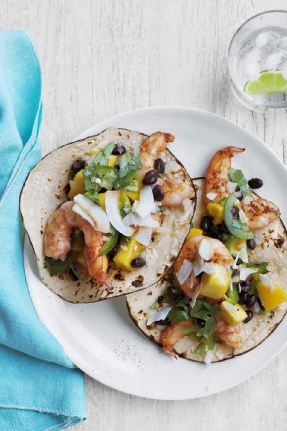 Shrimp Tacos with Mango and Black Bean Salsa