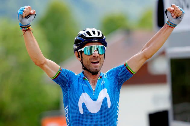Valverde celebra una victoria en el Criterium del Dauphin&#xe9; este a&#xf1;o (Photo: Bas Czerwinski via Getty Images)