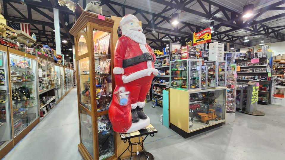 A Santa blow mold at 605 Antiques, which co-owner Adam Sanderson called a "hot item" around the holiday season.