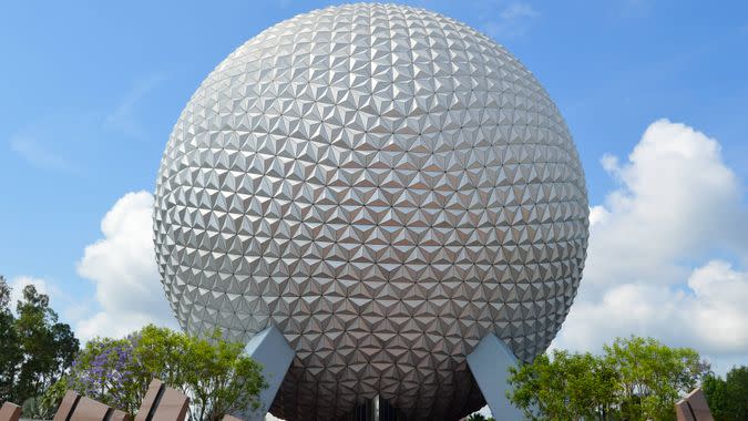 Spaceship Earth ride which stands at the entrance to Epcot at Walt Disney World
