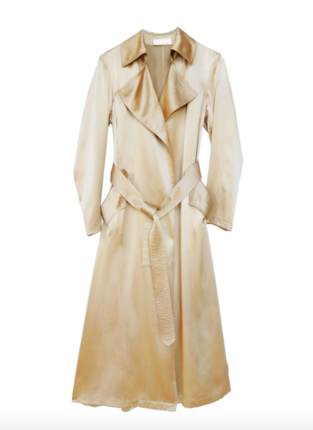 <p>Fleur du Mal x Precious Satin Trench, $995, <a href="https://rstyle.me/+HoL3BtZQrqhLrF10si19jw" rel="nofollow noopener" target="_blank" data-ylk="slk:available here;elm:context_link;itc:0;sec:content-canvas" class="link ">available here</a>.</p>