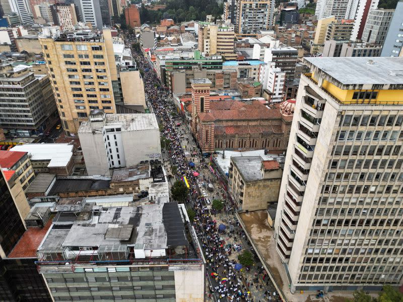 Protest against Colombian President Gustavo Petro's reforms in the health, retirement, employment and prison sectors, in Bogota