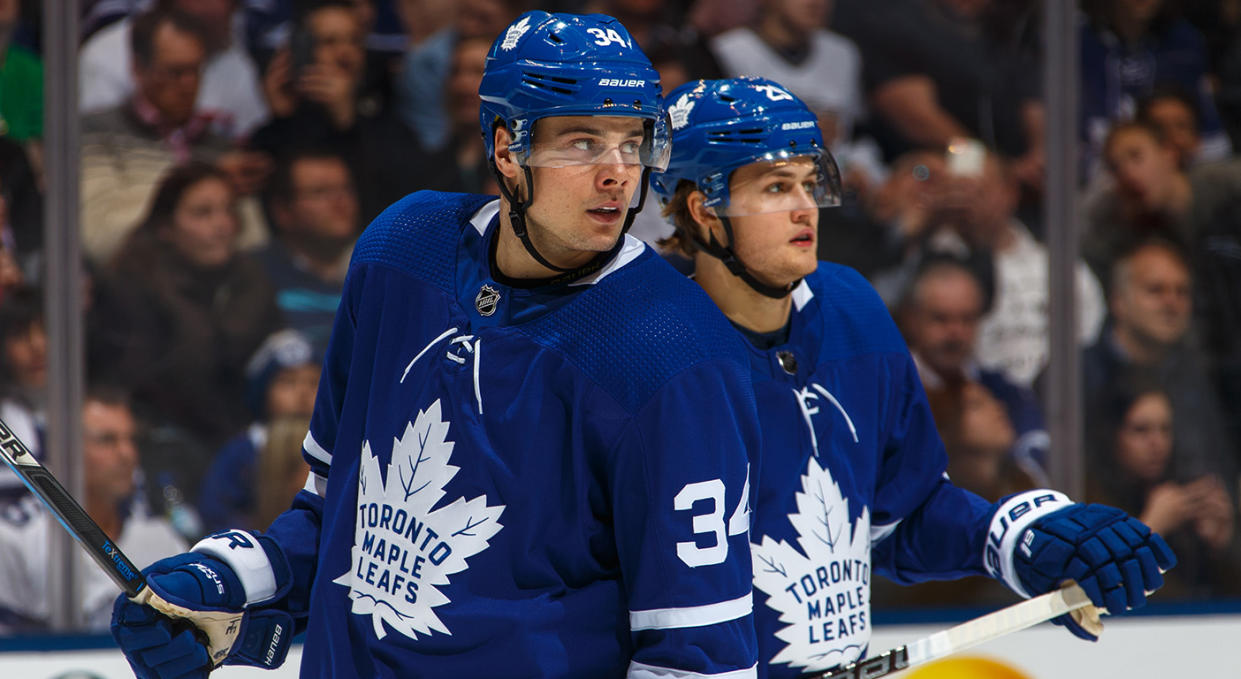 Auston Matthews and William Nylander are re-signing priorities for the Maple Leafs. (Kevin Sousa/NHLI via Getty Images)