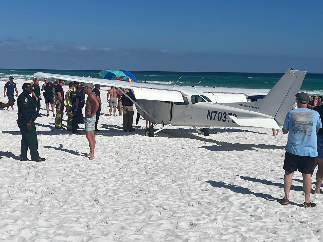 A Cessna Skyhawk had to make an emergency landing on Miramar Beach after reporting an engine failure.