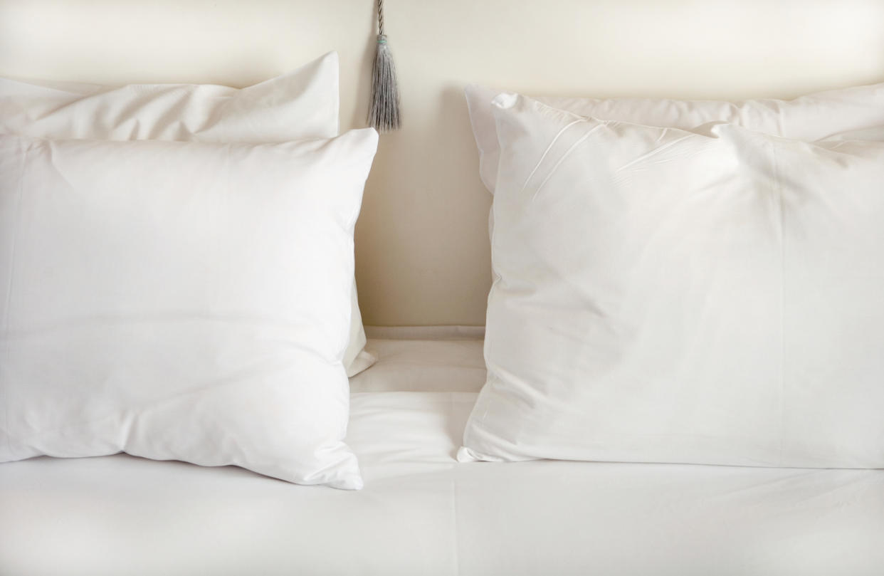 White amazon bedding sheets on a clean bed