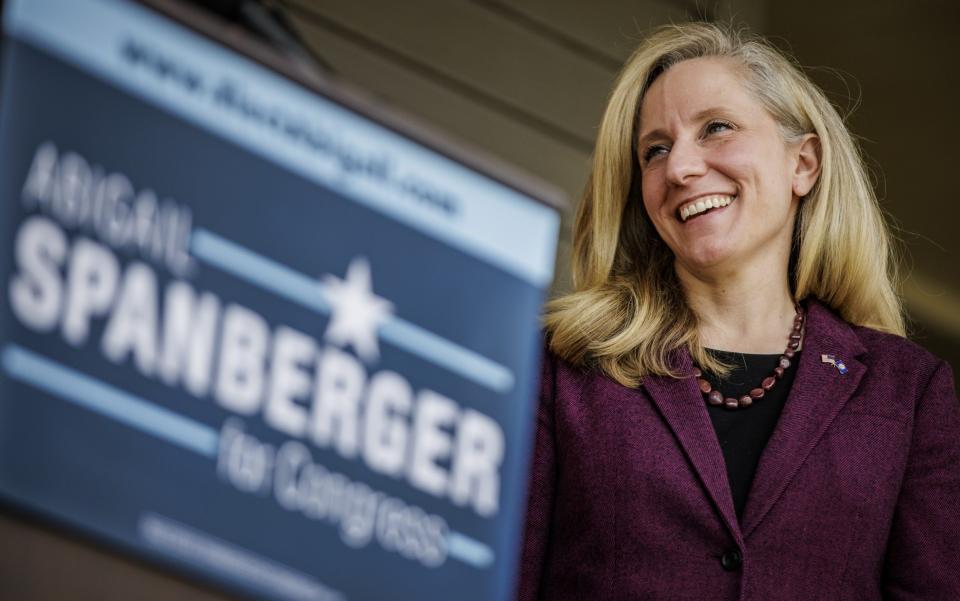 Abigail Spanberger (D-VA) during a press conference  - Samuel Corum/Getty Images