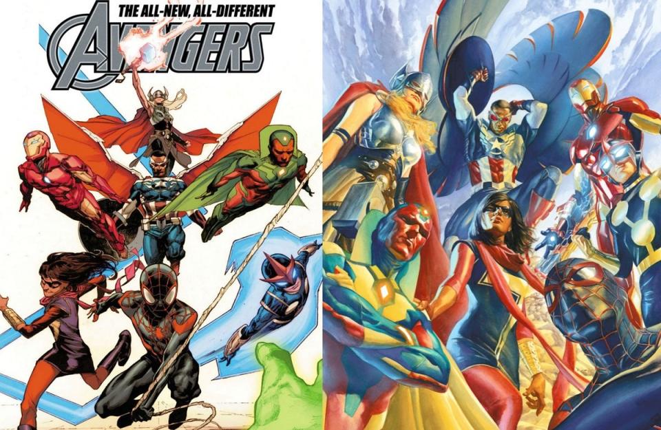 The All-New, All-Different Avengers roster from 2015. 