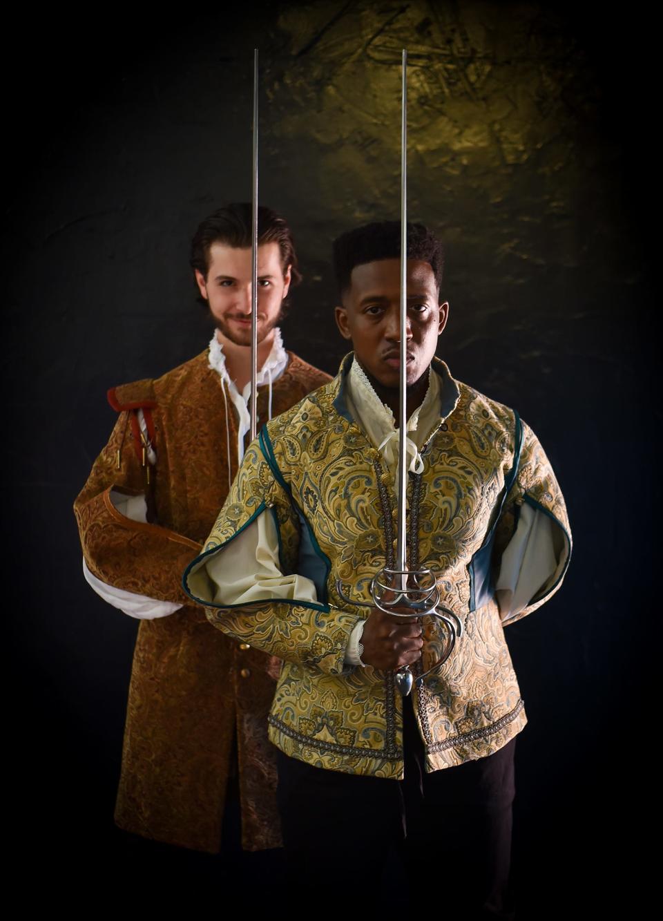 From left, Justin Marlow plays Mercutio and Kamron McClure plays Tybalt in Oklahoma Shakespeare in the Park's outdoor production of "Romeo & Juliet" Sept. 14-24 in The Shakespeare Gardens in the Paseo Arts District.