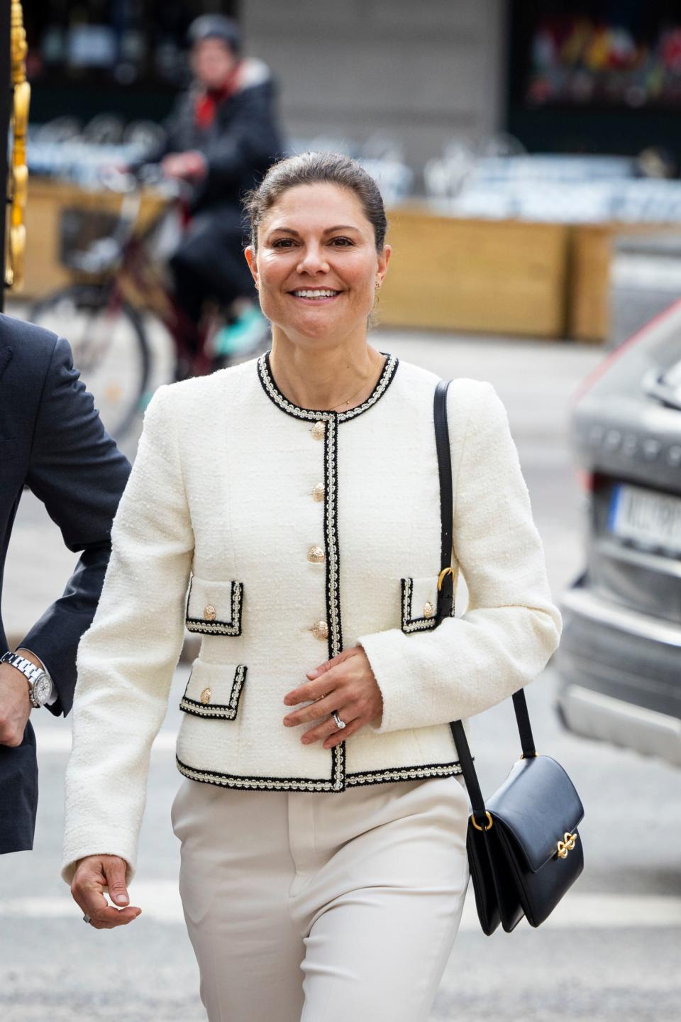 Crown Princess Victoria of Sweden visits Sweden's Supreme Court on April 10, 2024 in Stockholm, Sweden.