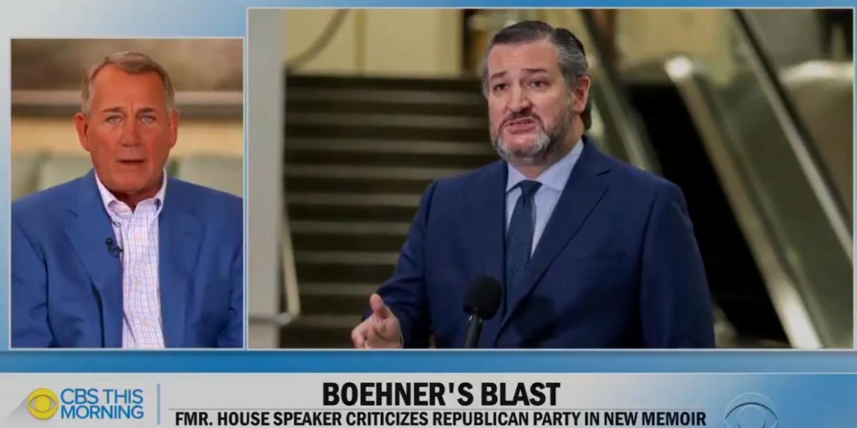 John Boehner condemns Sen. Ted Cruz on CBS News.