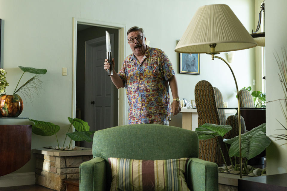 This image released by A24 shows Nathan Lane in a scene from "Beau is Afraid." (Takashi Seida/A24 via AP)