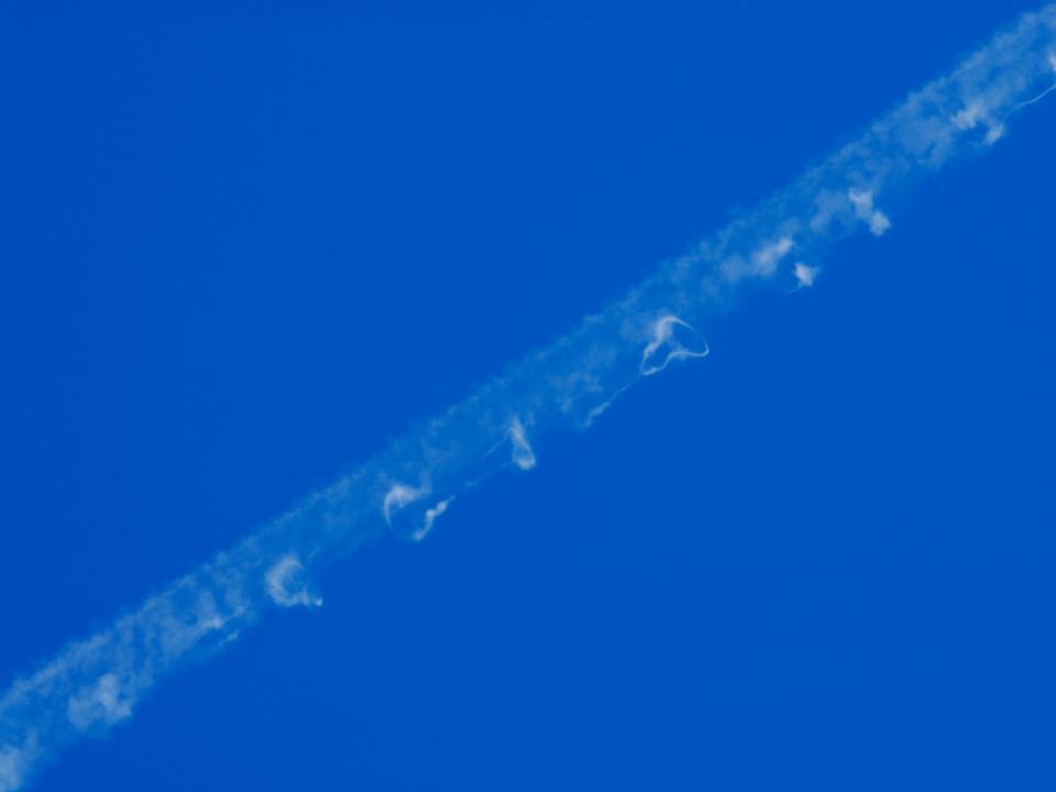 A line of clouds in the sky