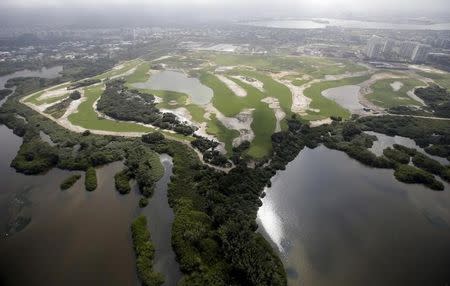 An aerial view of the construction site of the Rio 2016 Olympic Golf venue in Rio De Janeiro, Brazil, July 29, 2015. REUTERS/Ricardo Moraes