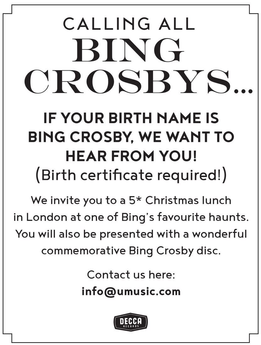 Bing Crosby advert