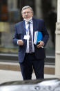 Mikhail Ulyanov, Russia’s ambassador to the IAEA, arrives at the Grand Hotel Wien where closed-door nuclear talks with Iran take place, in Vienna, Austria, Thursday, April 15, 2021. (AP Photo/Lisa Leutner)