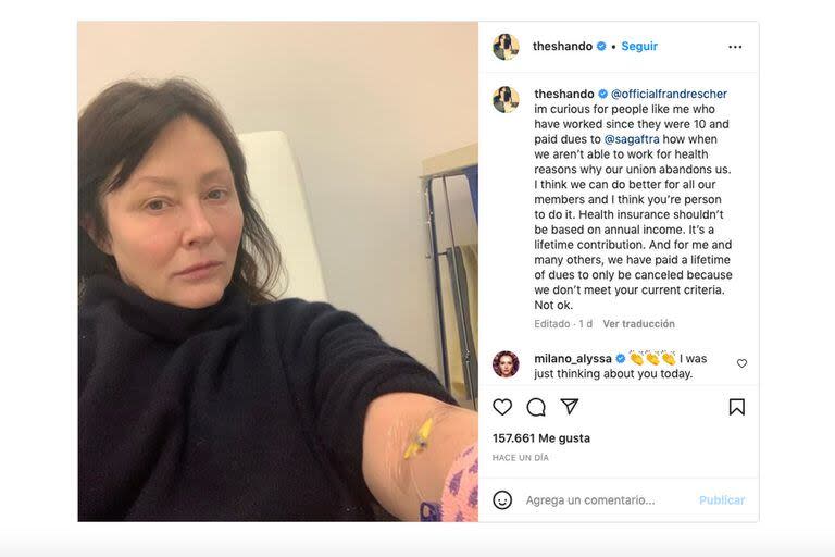 Shannen Doherty en uno de los tantos posteos que realizó en redes sociales hablando del cáncer