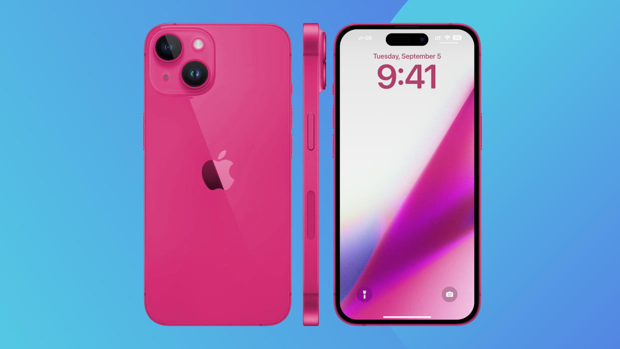  A fan-made render depicting a pink iPhone 15 